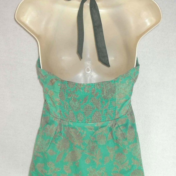 FEI top sz 4 lined Empire Waist Tank Halter Floral - Picture 2 of 5